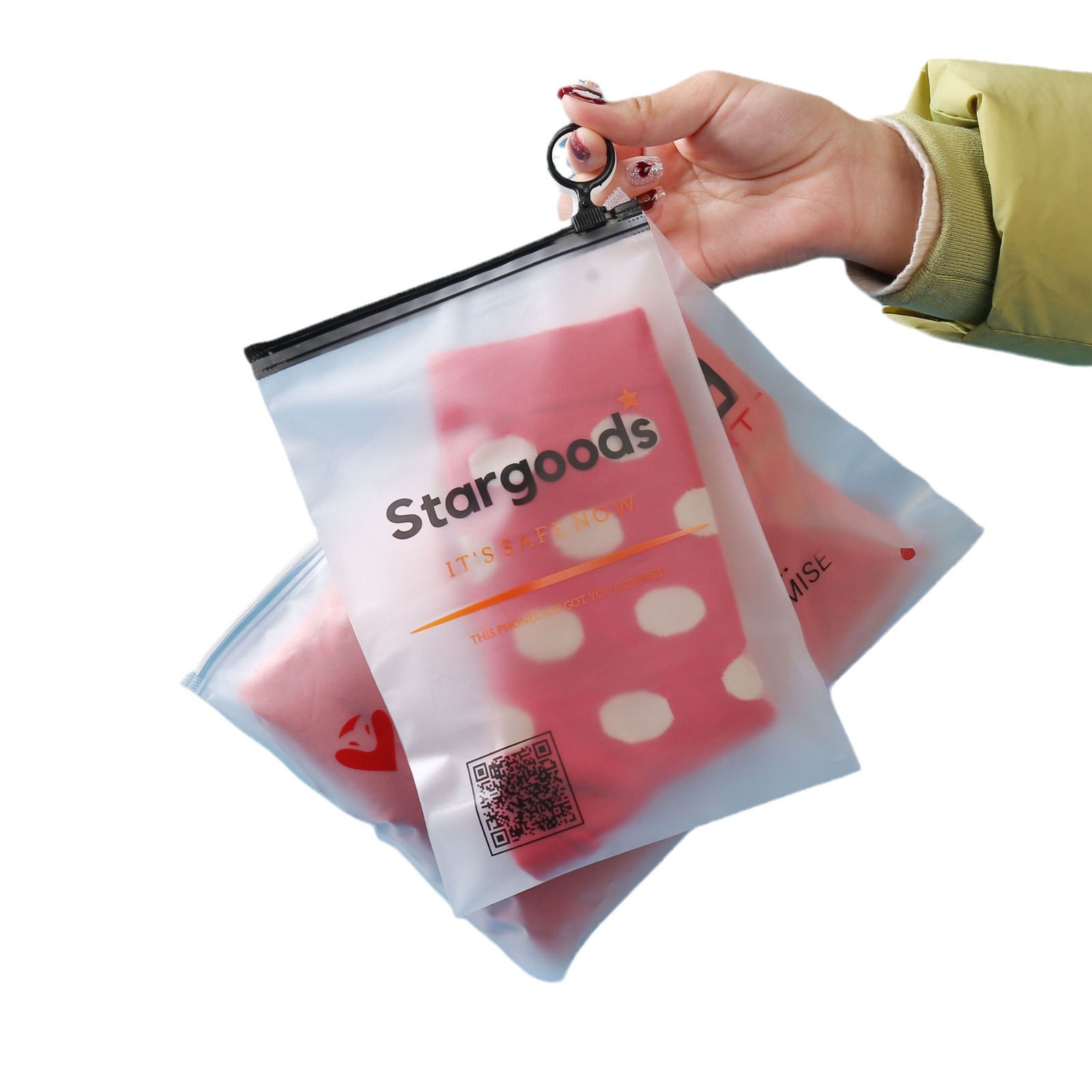 Transparent frosted zipper bag-8002
